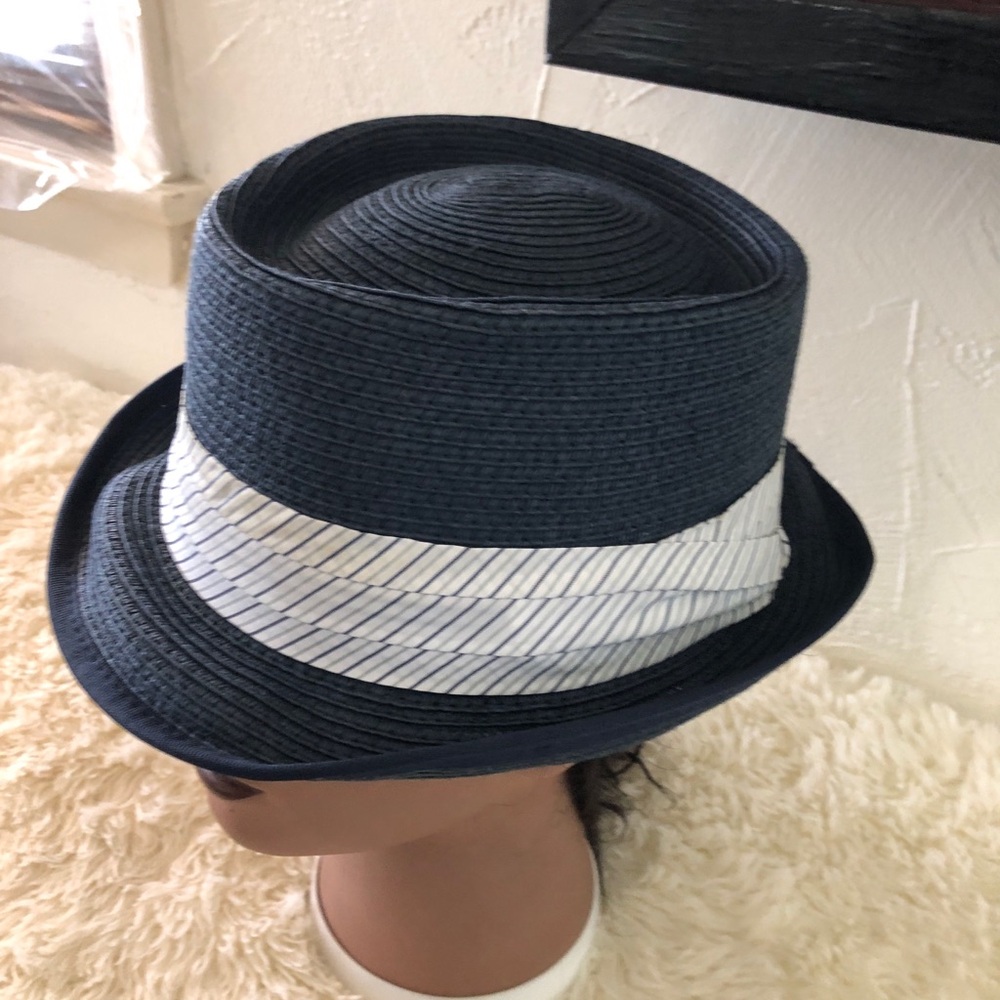 Broner Blue Fedora with Stylish Striped Band - Picture 3 of 7